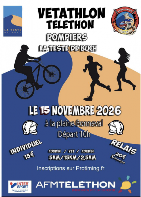 Affiche - Vétathlon du Téléthon des pompiers de la Teste